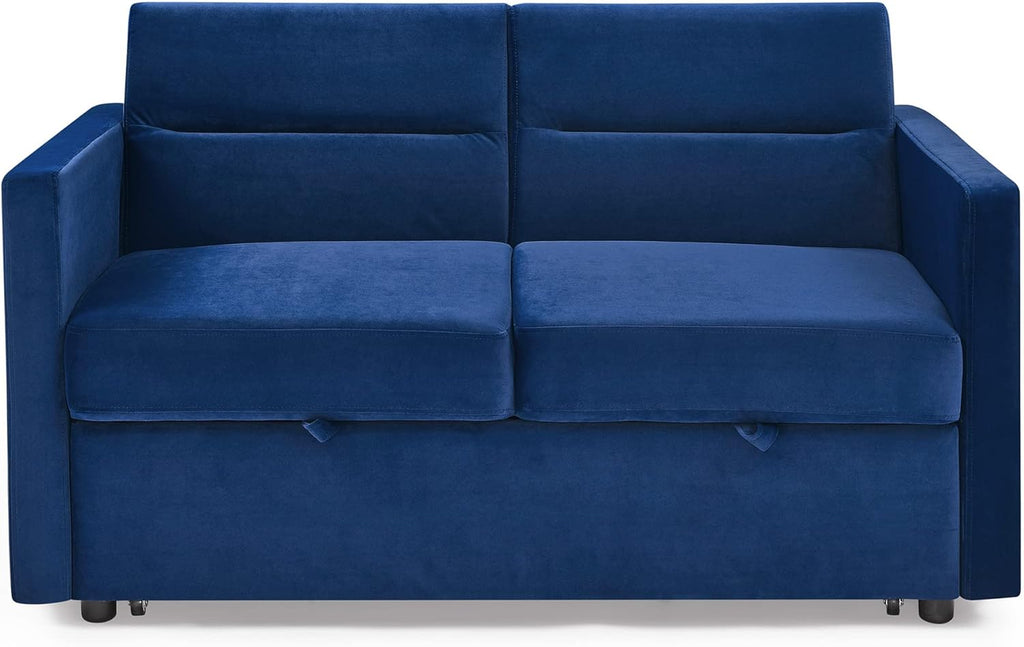 Blue Velvet 2 Seater Convertible Sofa Bed R35322