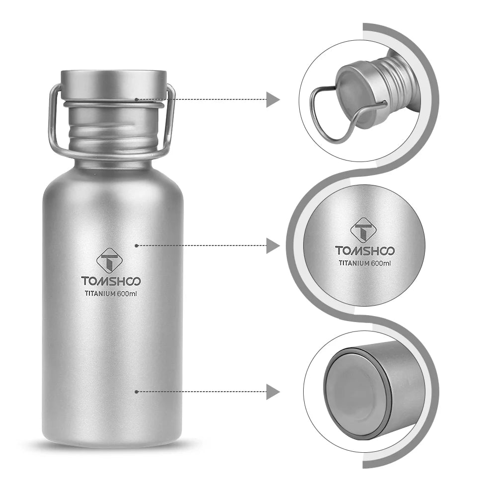 600ml Full Titanium Water Bottle with Extra Lid Ultralight P617968