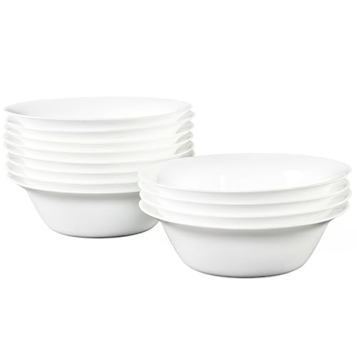 20 OZ Tempered Glass White Soup Bowls Set of 8 F1595