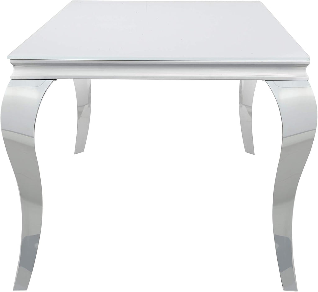 Glass Top White Chrome Dining Table K5303