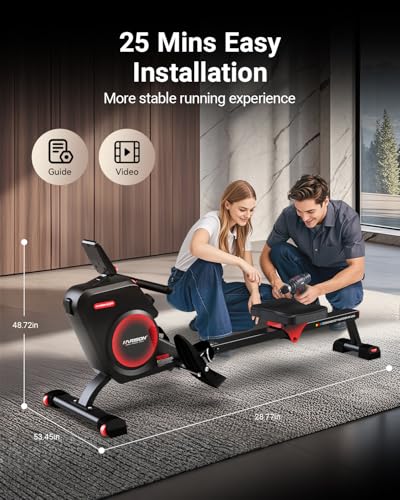 Magnetic Rowing Machine with Bluetooth, 350 LB Weight Capacity F89957