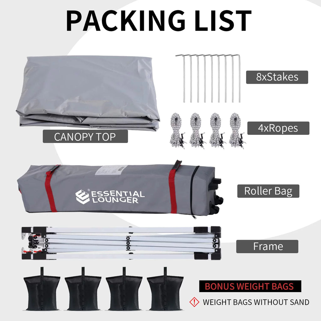 Grey 10x10ft Pop Up Outdoor Canopy Tent with Wheeled Carrying Bag I313004