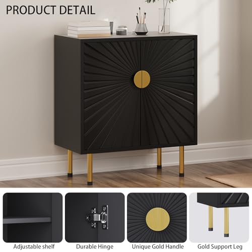 White Accent Storage Cabinet with Gold Handle Set 2 R5102