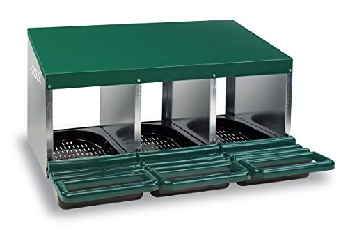 3 Compartment Roll Out Nesting Box for Chickens with Lid Cover E665