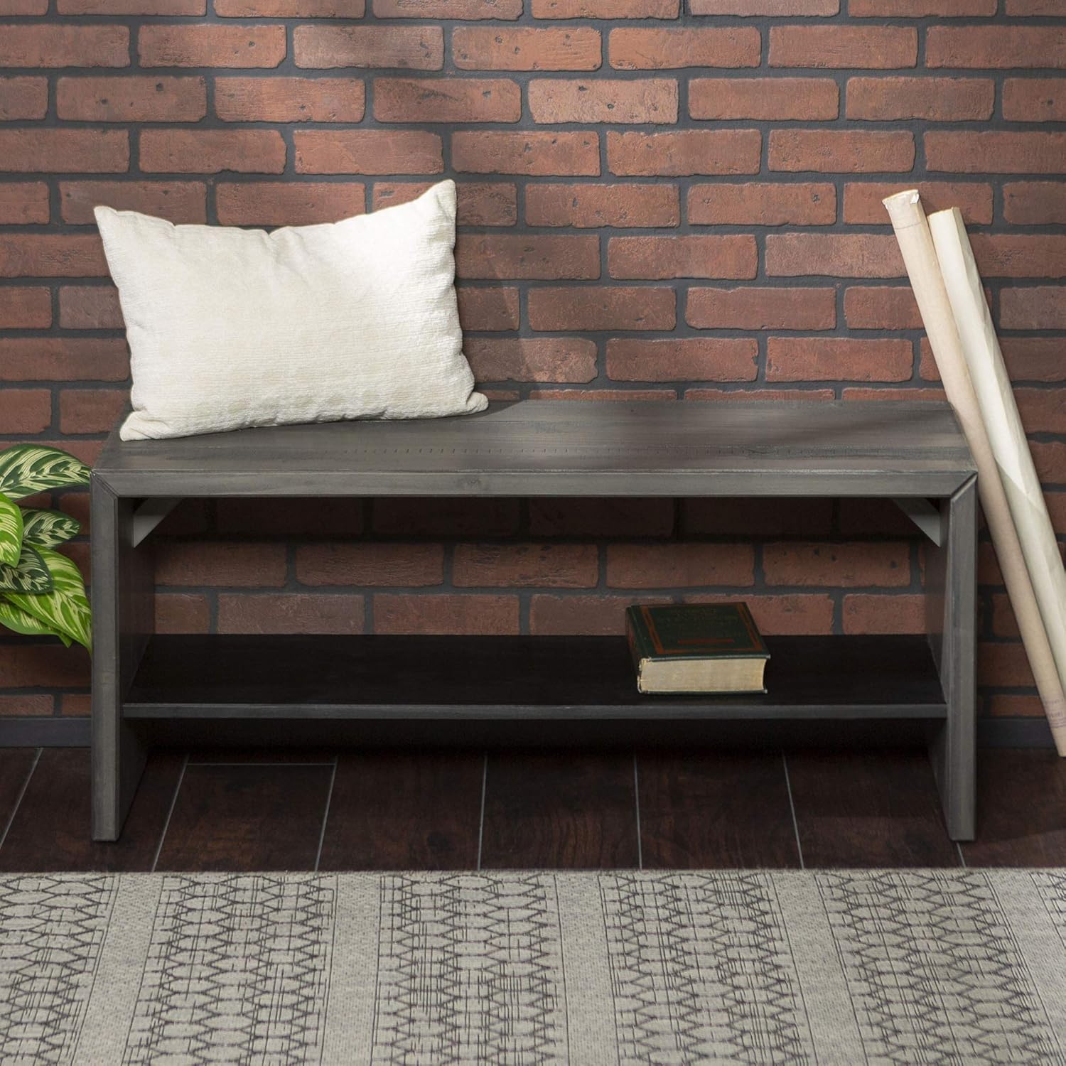 60 Inch Grey Solid Wood TV Stand J78543