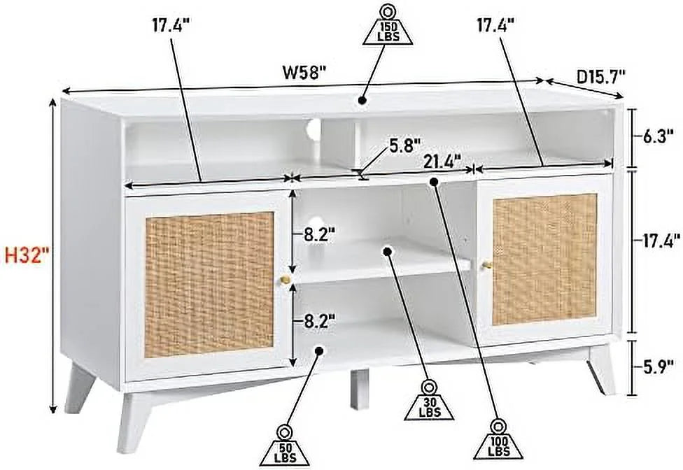 TV Stand with Natural Rattan Door I36880