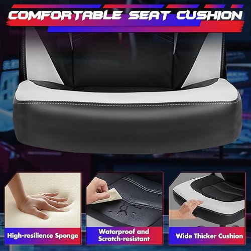 Black White Ergonomic PU Leather Swivel Desk Chair with Flip-up Armrest S98297