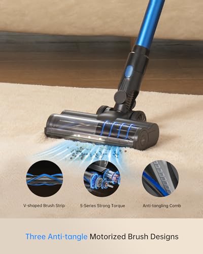 400W Lightweight Cordless Stick Vacuum with Detachable Battery (Blue) I346
