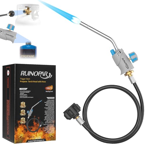Propane Torch Head with Igniter, Trigger Start, 5FT Hose, Self Ignition, Flame Adjustable Valve M101