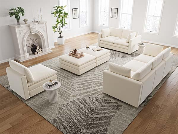 L Shaped Sectional Couch with Ottoman 4 Seats Sofa Y4012