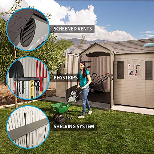Outdoor Storage Dual Entry Shed, 15 x 8 ft, Desert Sand T399331