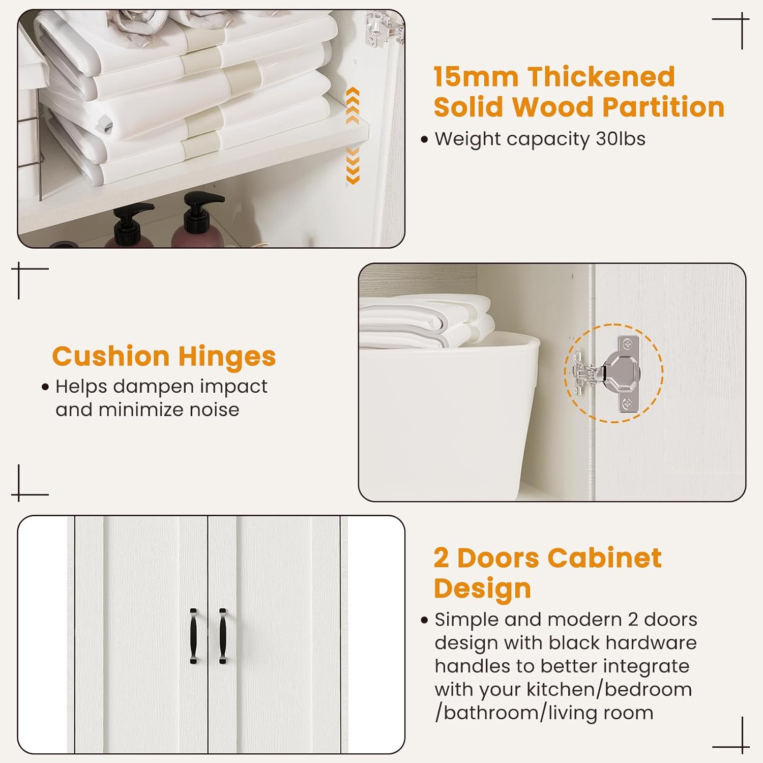 White 70" Tall Storage Cabinet with 2 Doors and 6 Adjustable Shelves W61862