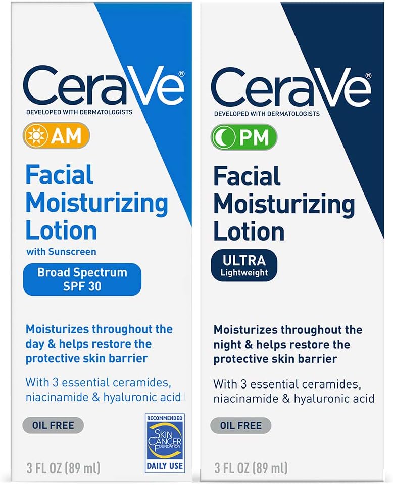Day & Night Face Lotion Set with SPF 30 and PM Face Moisturizer, Fragrance Free S637