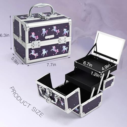Unicorn Makeup Case with Trays & Mirror O7915