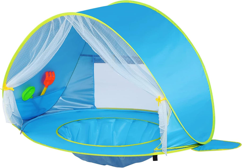 Baby Beach Tent Sun Shelter UPF50+ Pop Up Shade Pool (Front Mesh Blue) G118573