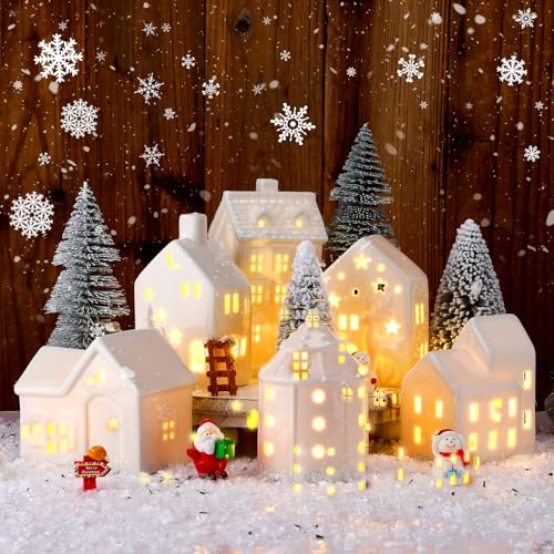 16 Pcs LED Ceramic Christmas Village Set O7686