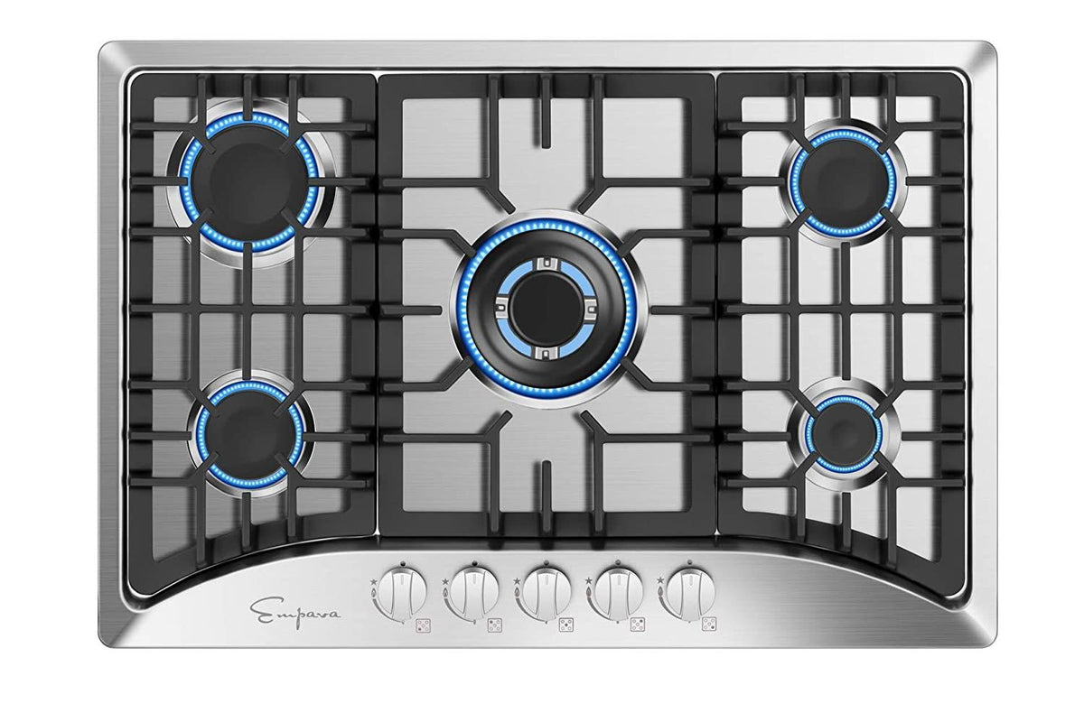30x22 Gas Cooktop with 5 Sealed Burners and Cast Iron Grates T133730