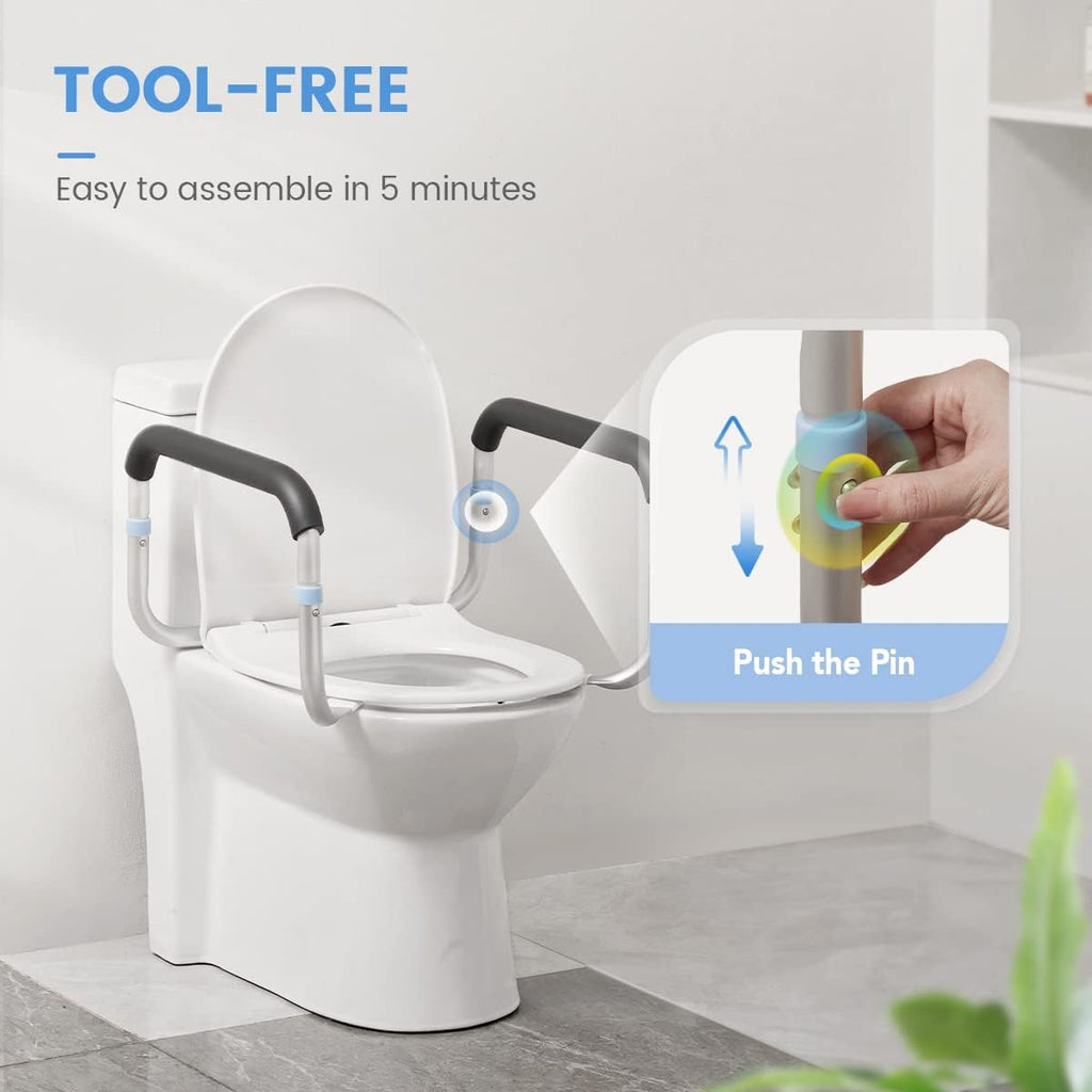 Adjustable Compact Toilet Safety Rail with Hand Rails H3407
