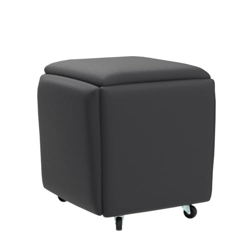 Leather Nesting Ottoman Cube Chair with Wheels P752