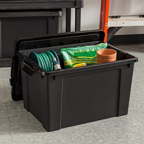 5 Gallon Lockable Storage Bins with Lids, 6 Pack - Black A9768