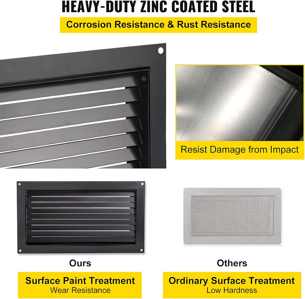 Black 8" x 16" Wall Mounted Flood Vent J67194