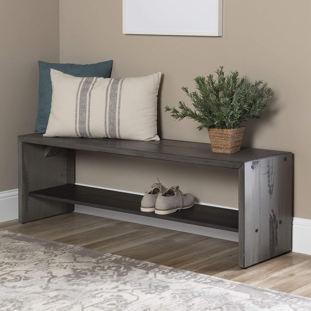 60 Inch Grey Solid Wood TV Stand J78543