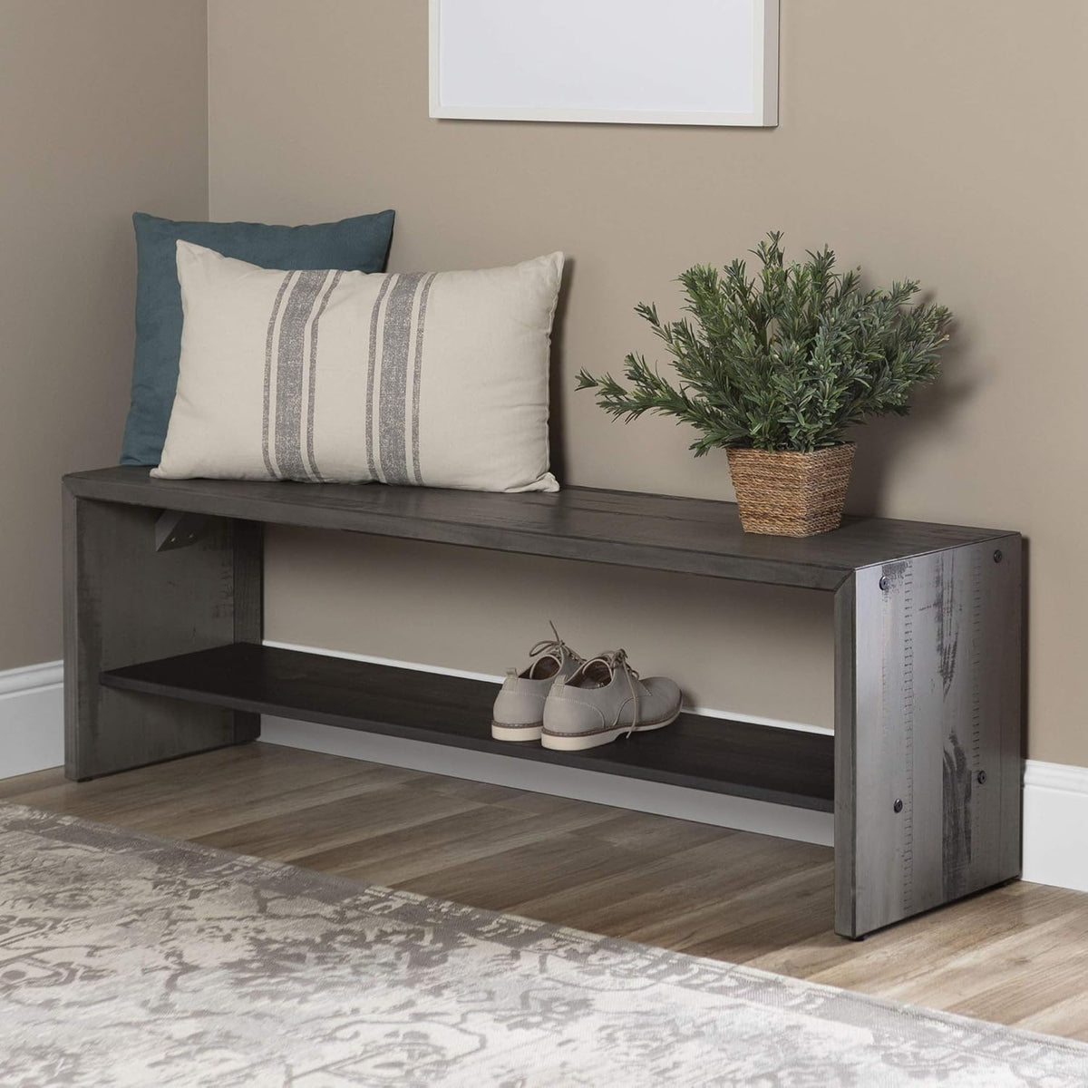 60 Inch Grey Solid Wood TV Stand J78543