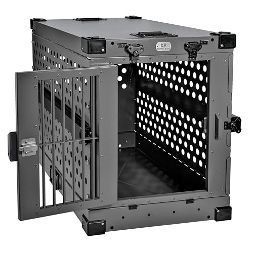 Medium Black Aluminum Dog Crate W4010