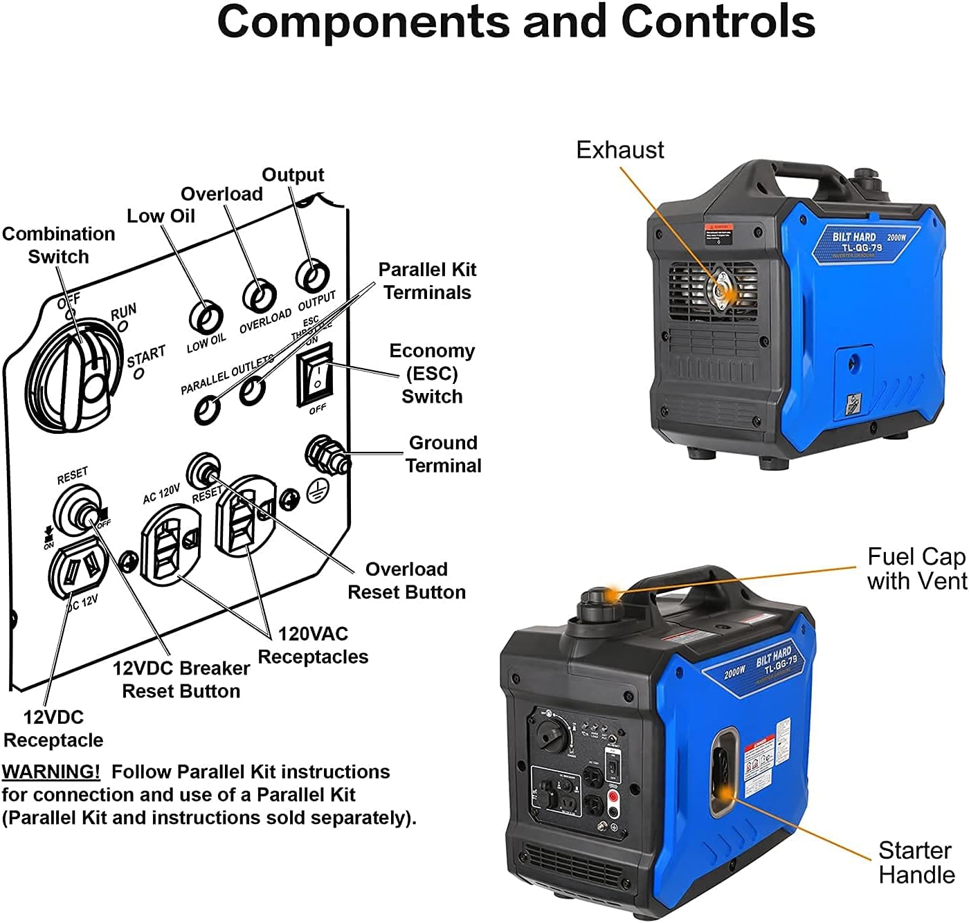 Portable Inverter Generator 2000 Watt Gas Powered I6760
