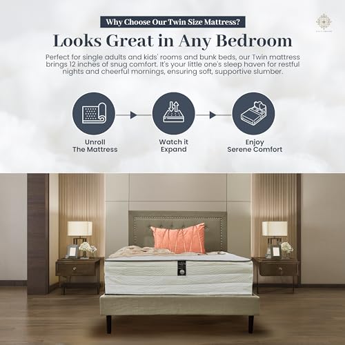 12 Inch Hybrid Twin Mattress with Pocketed Coil Spring and Cold Foam K692985