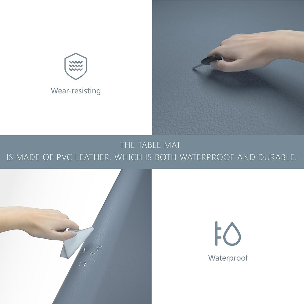 Azure Blue 35.4''x16.9'' Waterproof PU Leather Desk Pad P658