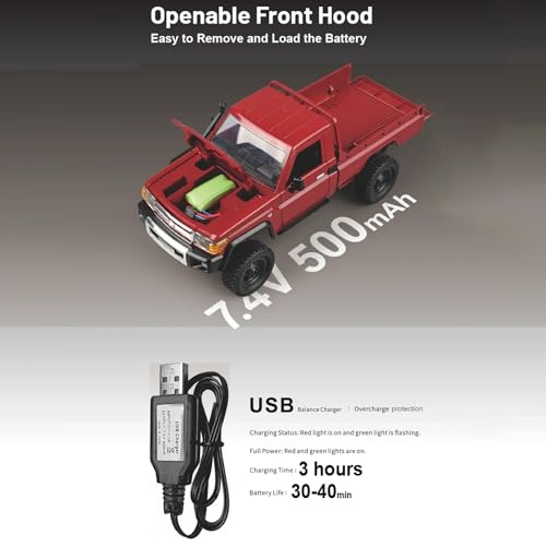 1/12 RC Rock Crawler 4x4 Remote Control Pickup Car Toy with 2 Batteries O627973