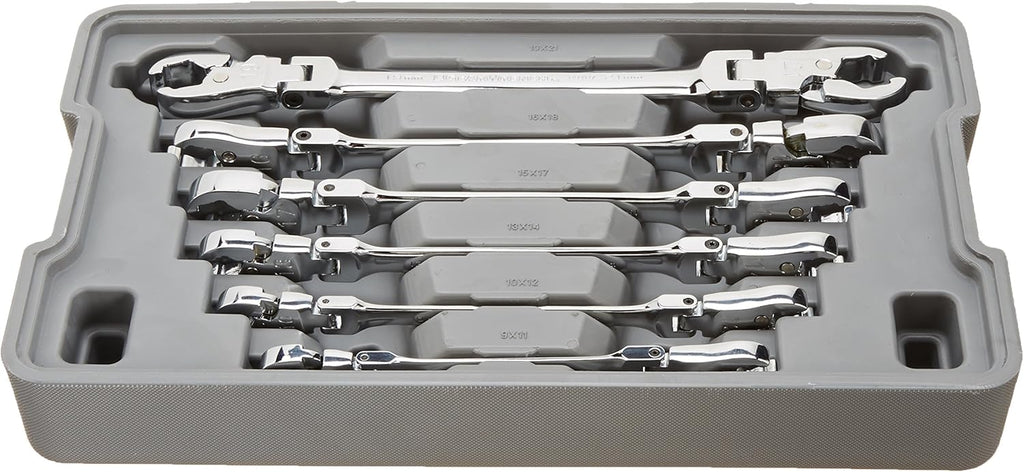 5 Pc. Ratcheting Flex Head Flare Nut Wrench Set, SAE Y322971