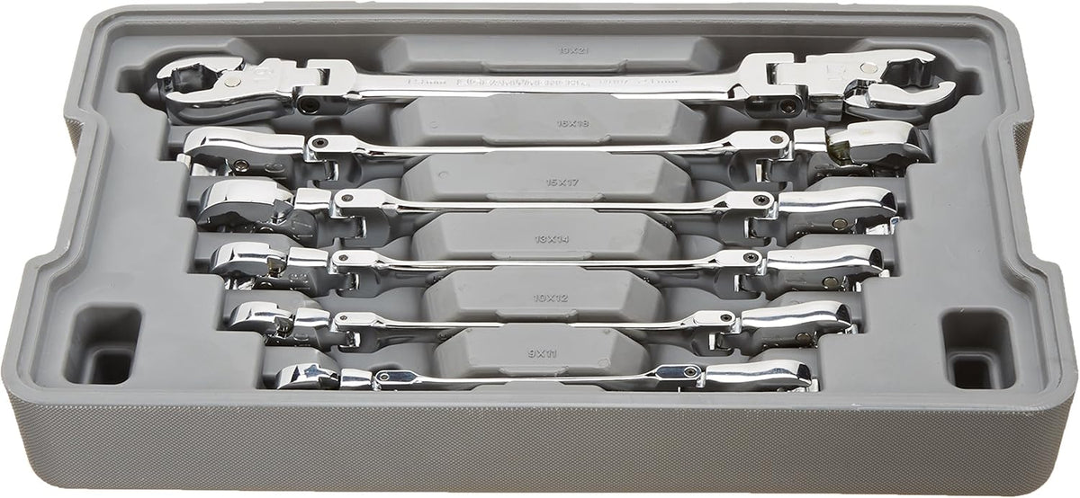 5 Pc. Ratcheting Flex Head Flare Nut Wrench Set, SAE Y322971