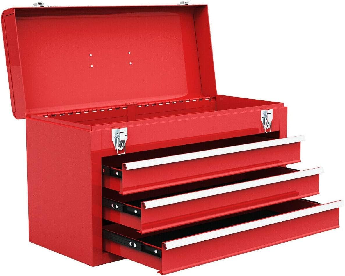 Red 20.5'' Steel Tool Box with 3 Drawers F568