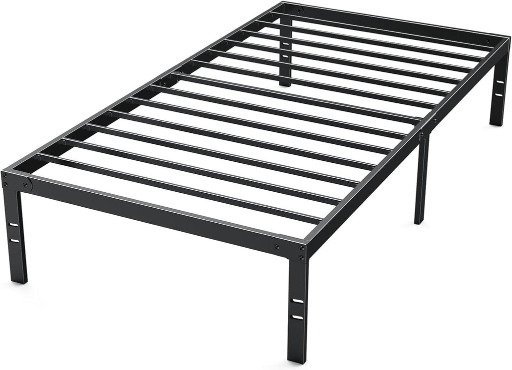 Twin Size Metal Platform Bed Frame with Steel Slat Support, Black K149