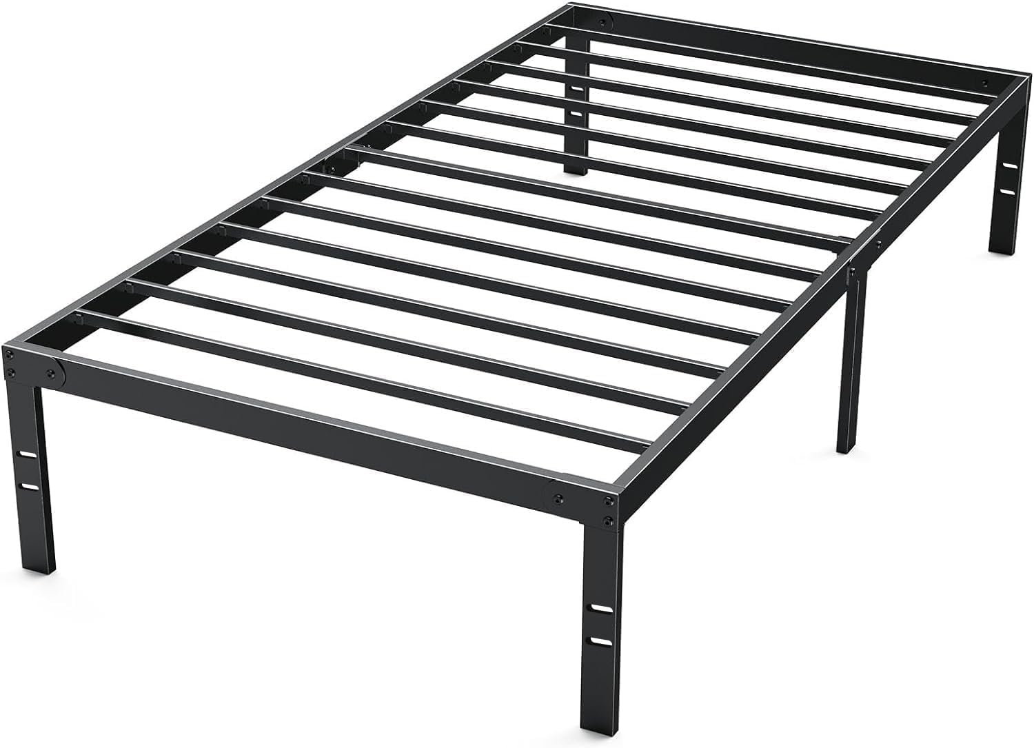 Twin Size Metal Platform Bed Frame with Steel Slat Support, Black K149