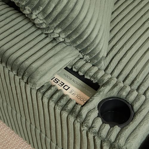 Oversized Corduroy Convertible Sleeper Sofa with Ottoman, Grey V961