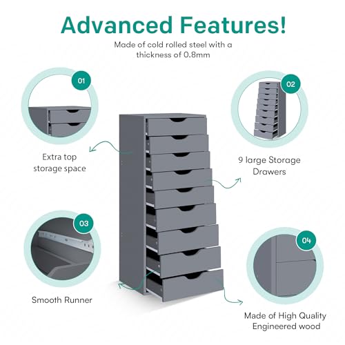 Gray 9 Drawer Wood Dresser E481360