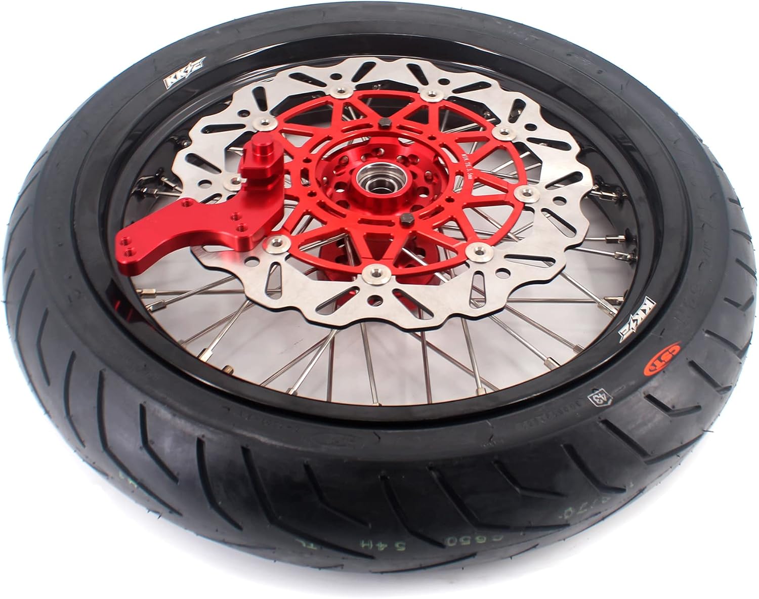 Red Hub Supermoto Wheels with CST Tires P730