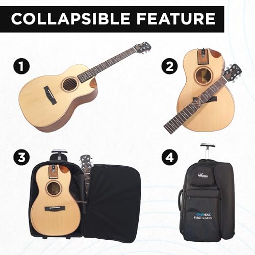 Travel Guitar with Collapsible Patented System Portable Backpack Case African Mahogany V83230
