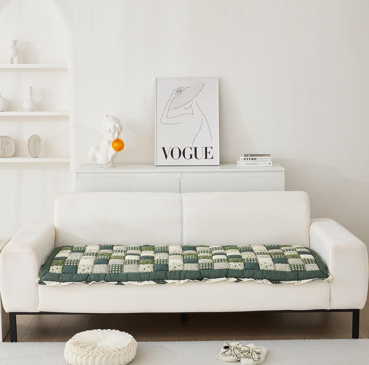 Green 28"x59" Cotton Quilted Sofa Cover P825302