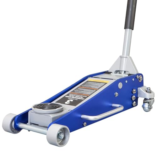 1.5 Ton Aluminum and Steel Hydraulic Low Profile Floor Jack with Dual Piston Quick Lift Pump, 3,000 lb Capacity K39966