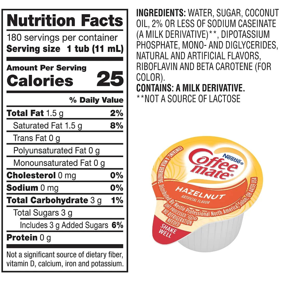 Liquid Non-Dairy Creamer Singles Variety Pack, Original, French Vanilla, & Hazelnut - Box Of 100 T3658