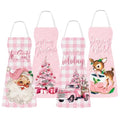 4Pcs Pink Christmas Kitchen Cooking Aprons A64332