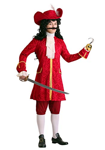 Adult Plus Size Pirate Captain Attire with Long Jacket, Cravat, Pants, and Hat W3109