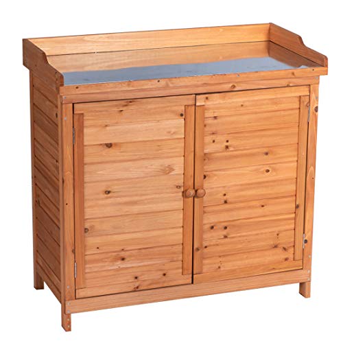 Natural Wooden Storage Cabinet with Potting Bench Z6868