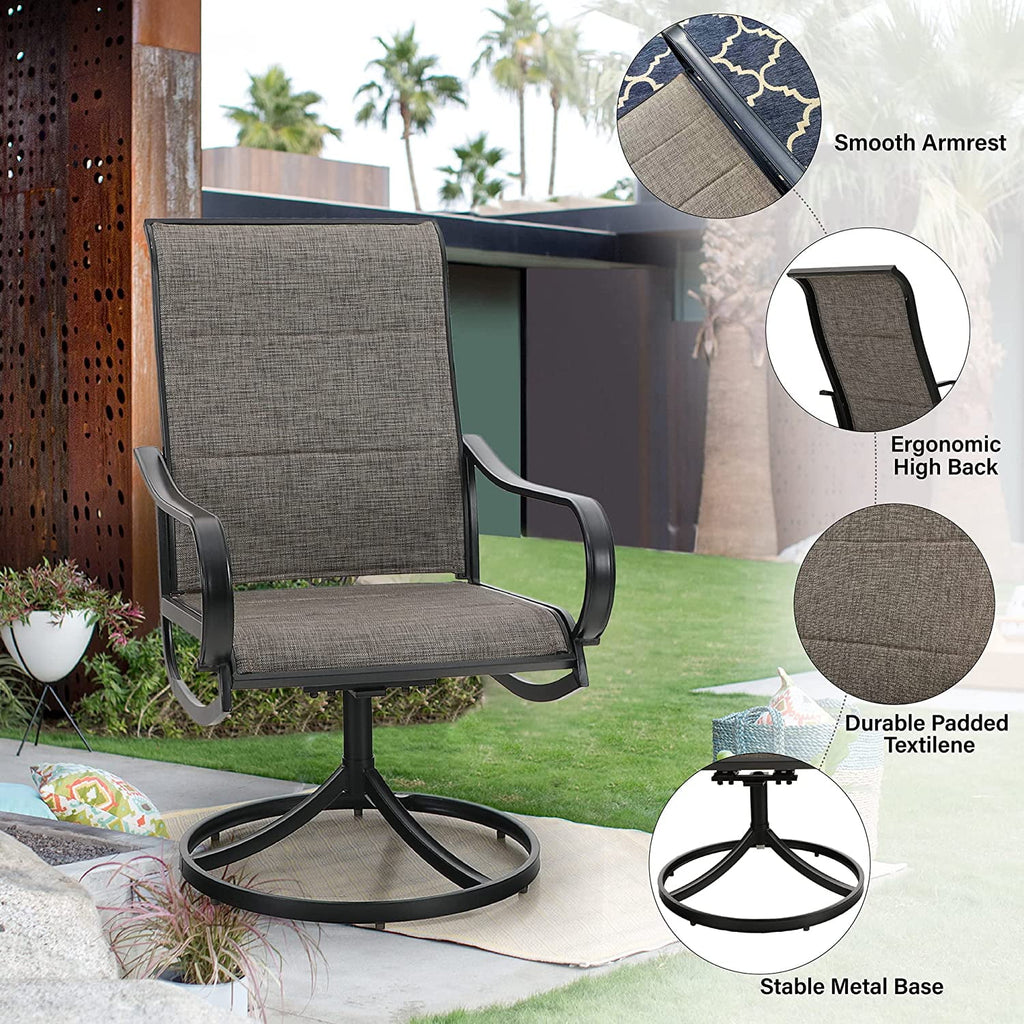 9 Piece Patio Dining Set with Padded Textilene Swivel Chairs and Expandable Table M775973
