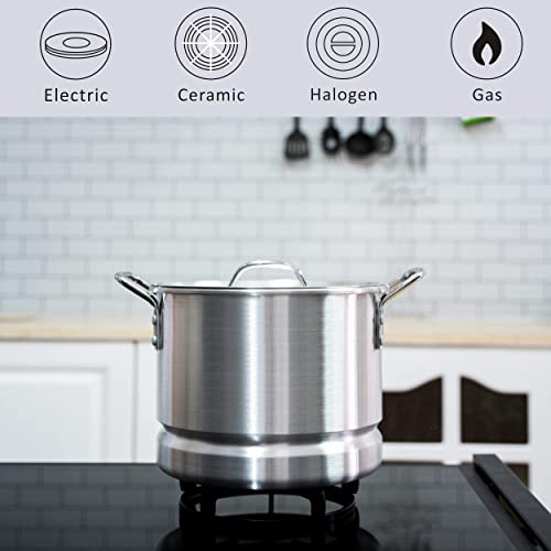 32 Quart Aluminum Tamale Steamer Pot with Steamer Rack and Tube B891504