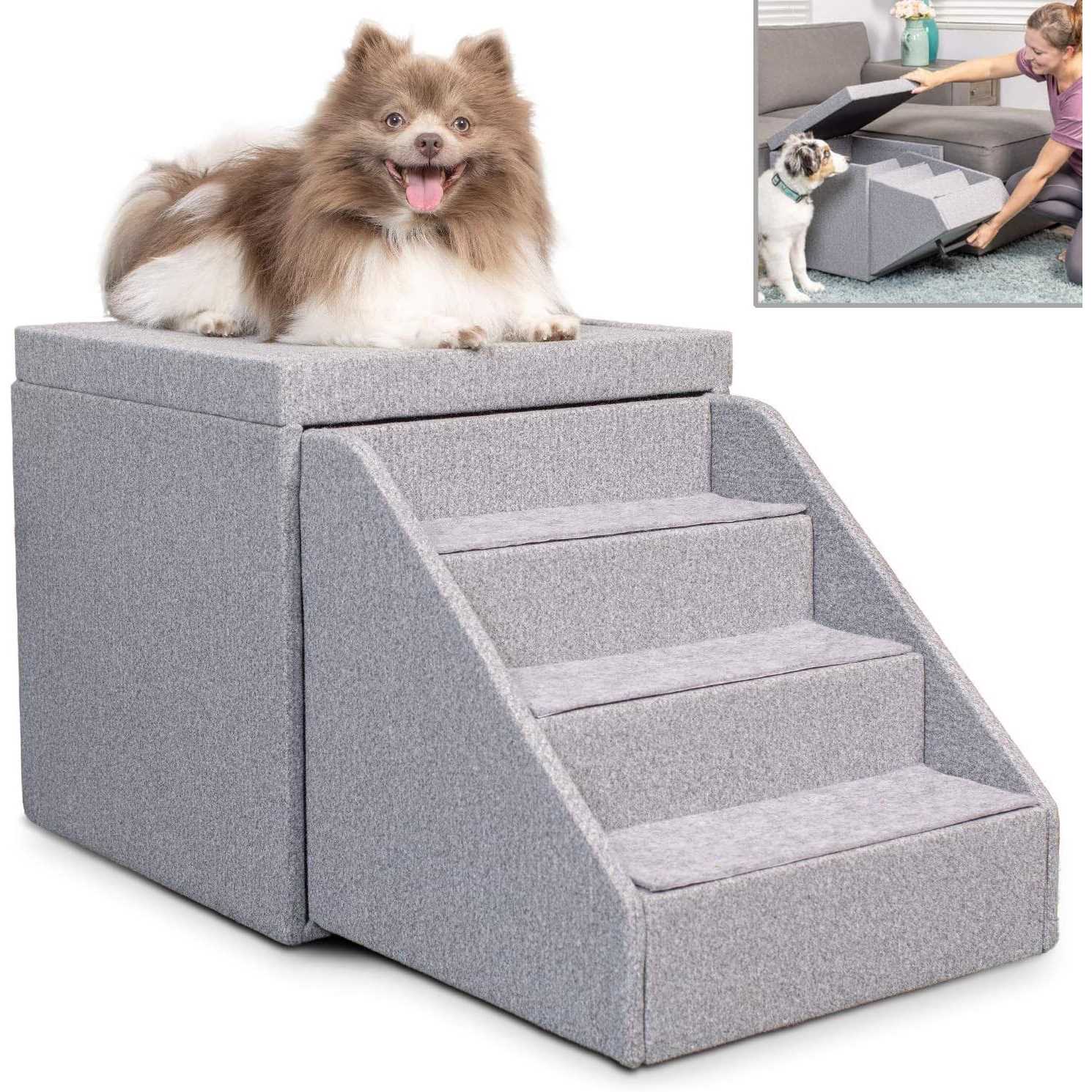 Pet Stairs Foldaway Cat Dog Steps Ottoman Dog Toy Basket Storage Z3654